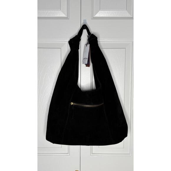 American Leather Co. Marietta Knot Hobo 2.0 Black Suede Shoulder Bag NWT $195 - Picture 7 of 9